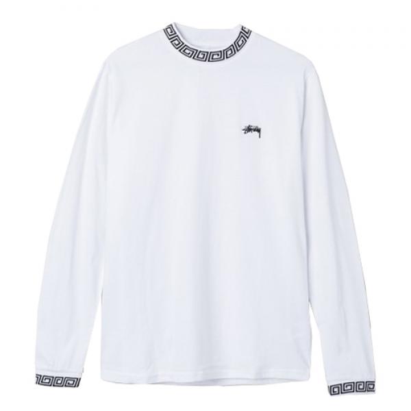 SPIRAL COLLAR CREW-WHT